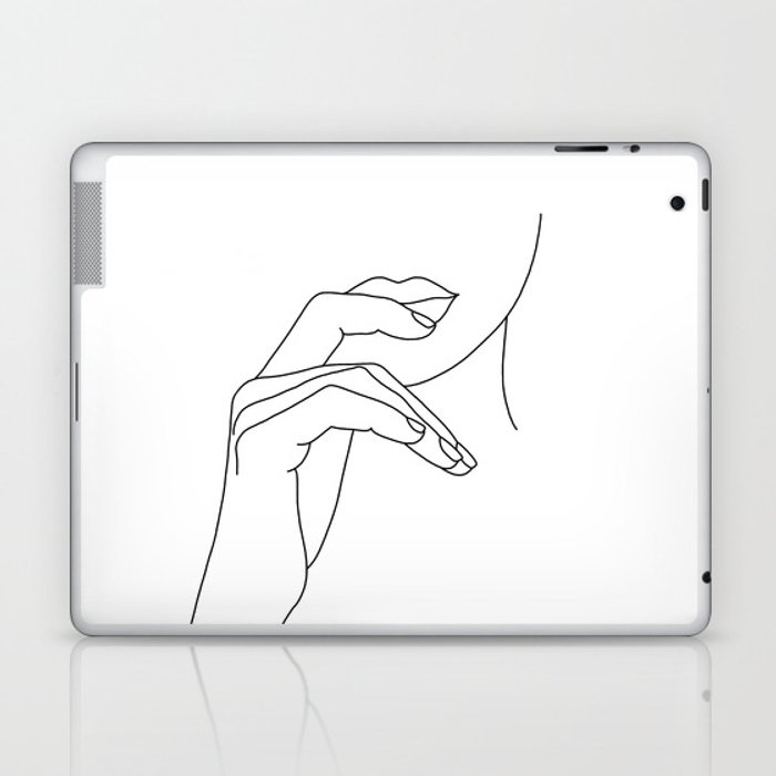 700x700 Hands Line Drawing Illustration - Laptop Line Drawing