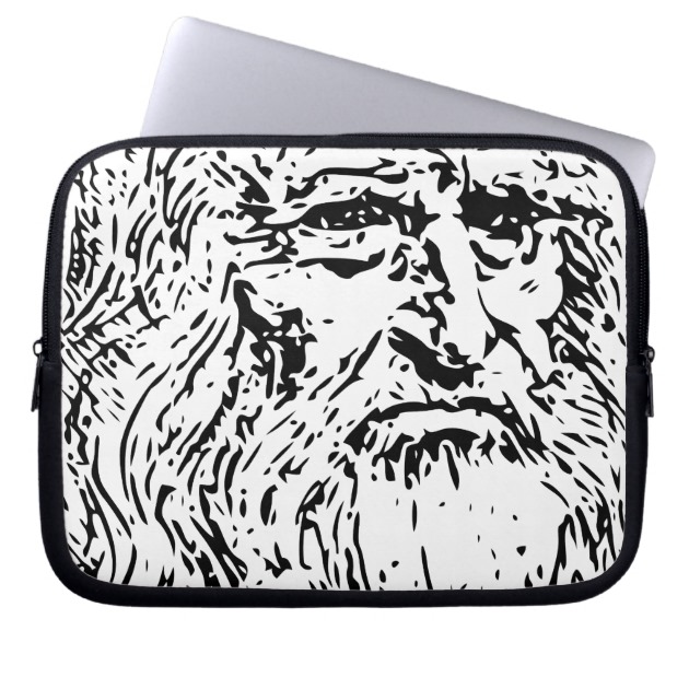 630x630 Leonardo Da Vinci Line Drawing Laptop Sleeve - Laptop Line Drawing