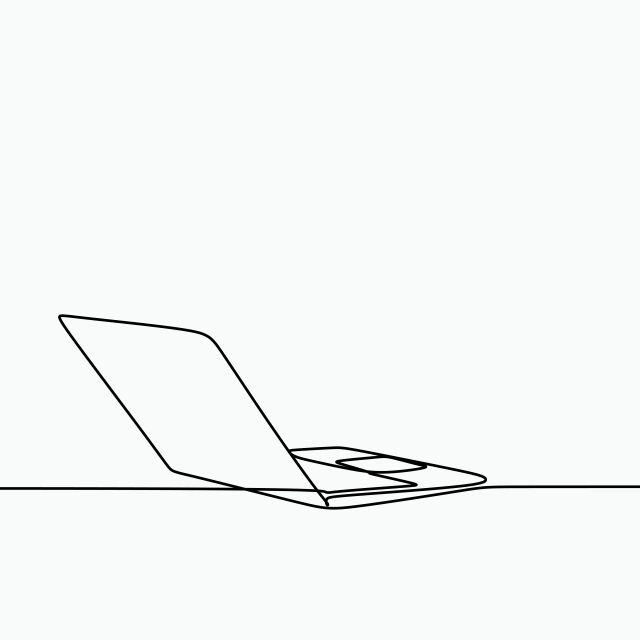 640x640 Single Line Drawing Of A Laptop Vector Illustration, Illustration - Laptop Line Drawing