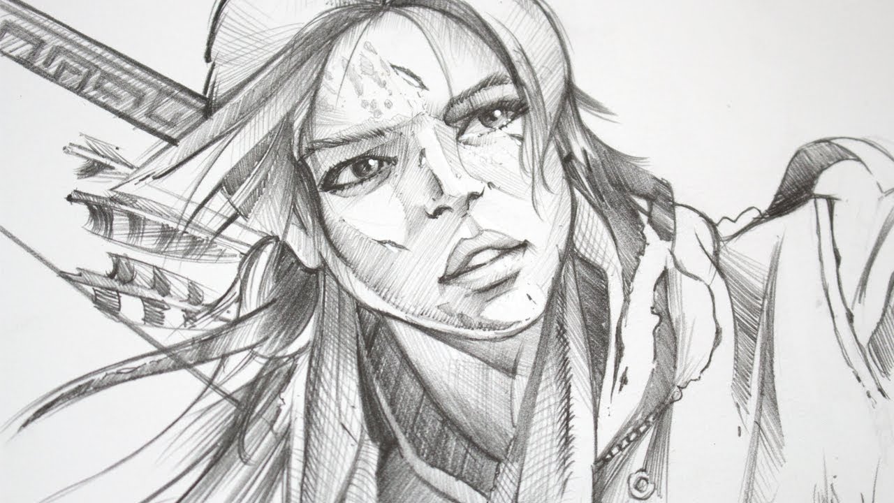 1280x720 Sketching Lara Croft - Lara Croft Drawing