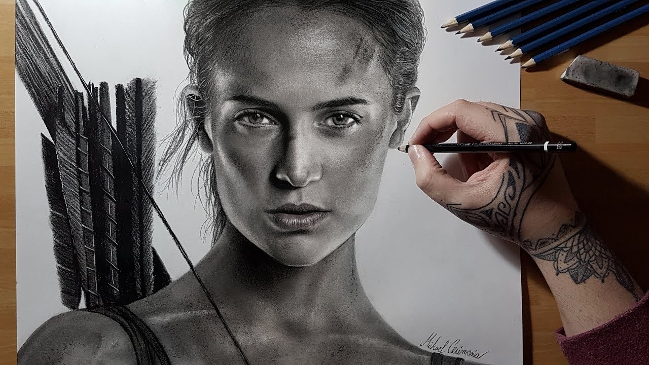 1280x720 drawing tomb raider - Lara Croft Drawing