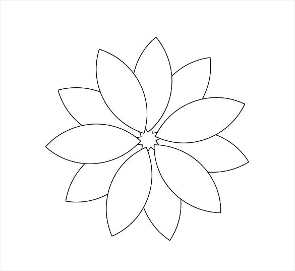 585x537 Large Flower Petal Template Printable Templates Free Download Big - Large Flower Drawing