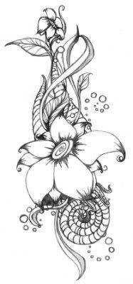 187x400 large drawing of patterned flower tattoo - Large Flower Drawing