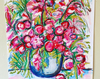 340x270 Large Flower Drawing Flower Painting Abstract Floral Etsy - Large Flower Drawing