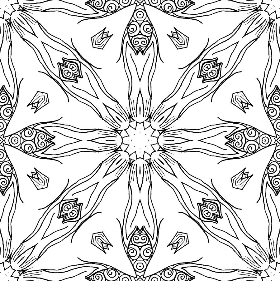 899x900 larkspur beach black and white square mandala drawing - Larkspur Drawing