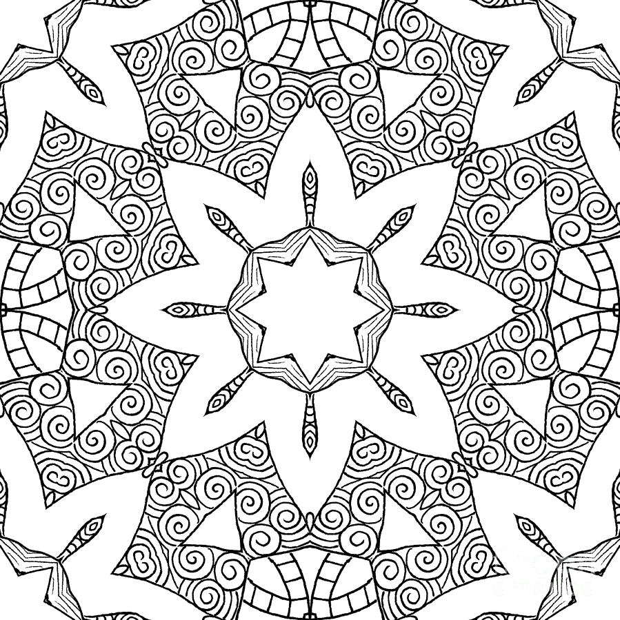 899x900 larkspur beach black and white square mandala drawing - Larkspur Drawing