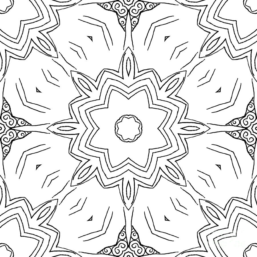 899x900 larkspur beach black and white square mandala drawing - Larkspur Drawing