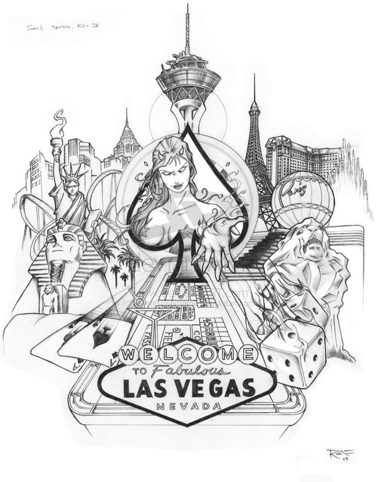 754x960 las vegas design inked vegas tattoo, casino tattoo, tattoo las - Las Vegas Drawing