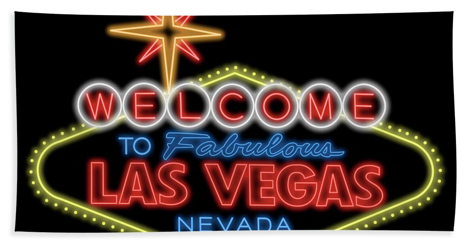 967x500 welcome to las vegas sign digital drawing night hand towel - Las Vegas Sign Drawing