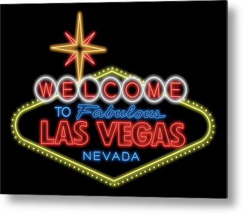 493x434 welcome to las vegas sign digital drawing night metal print - Las Vegas Sign Drawing