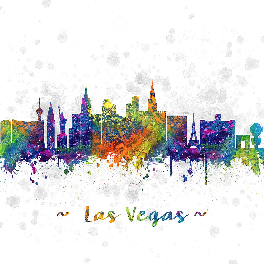 900x900 las vegas nevada skyline color digital art - Las Vegas Skyline Drawing