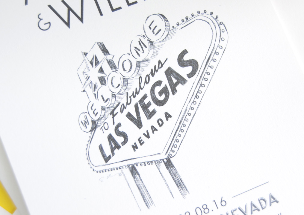 1015x720 Las Vegas Sign Skyline Save The Date Cards - Las Vegas Skyline Drawing