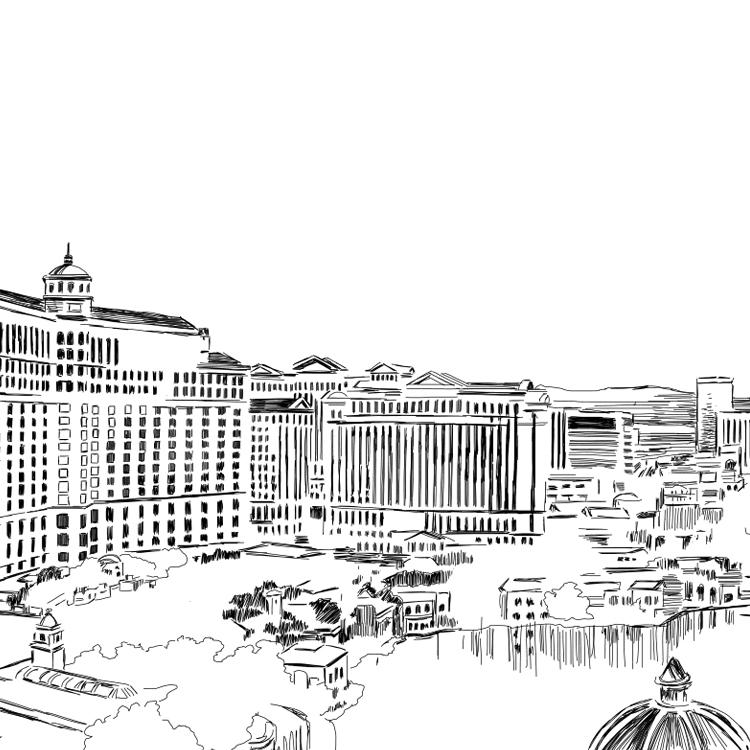 750x750 las vegas skyline alternative guest book print, guestbook, bridal - Las Vegas Skyline Drawing