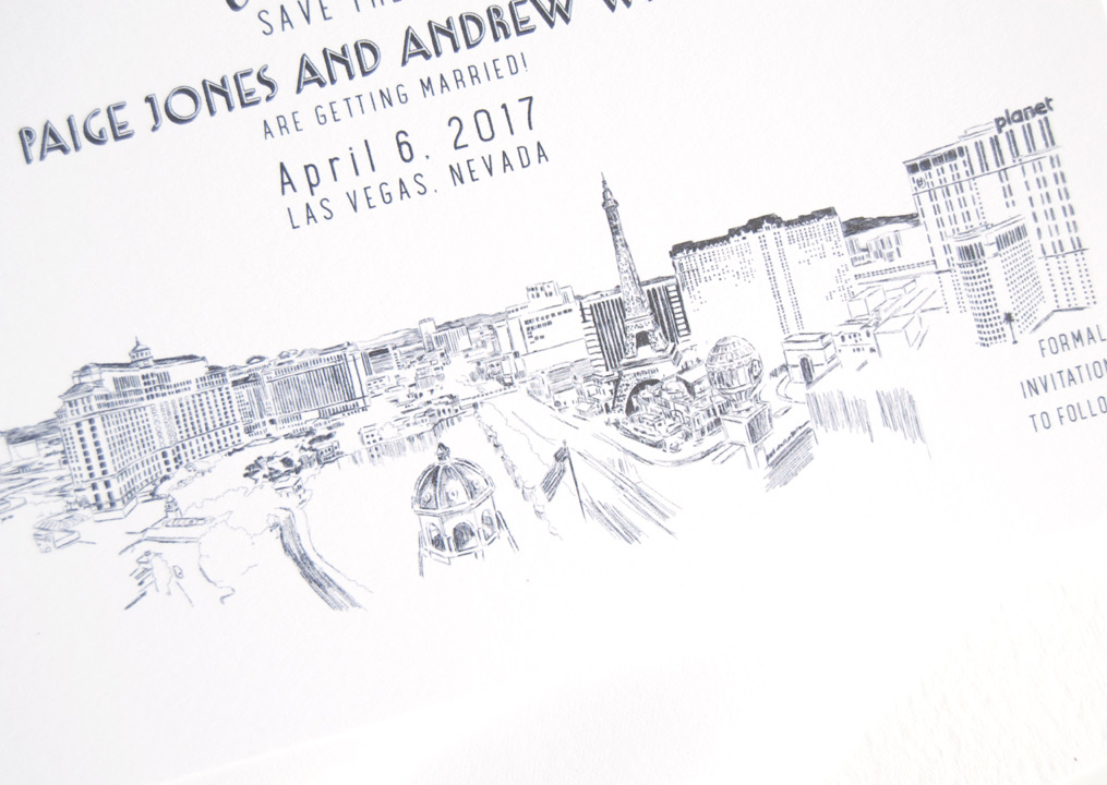 1015x720 Las Vegas Skyline Save The Date Cards - Las Vegas Skyline Drawing