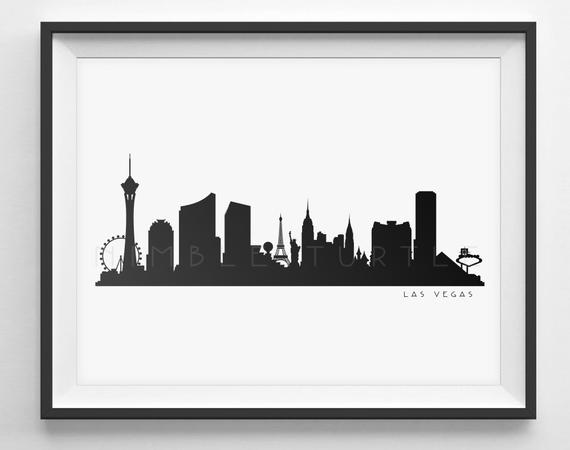 570x450 Las Vegas Skyline Silhouette Pdf Png Las Etsy - Las Vegas Skyline Drawing