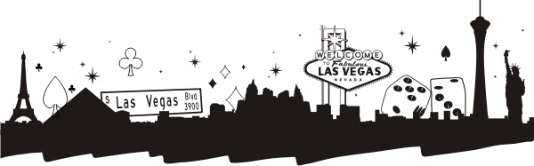 600x187 Las Vegas Skyline Vinyl Wall Art Mural - Las Vegas Skyline Drawing