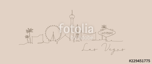500x213 Pen Line Silhouette Las Vegas Beige Stock Image And Royalty Free - Las Vegas Skyline Drawing