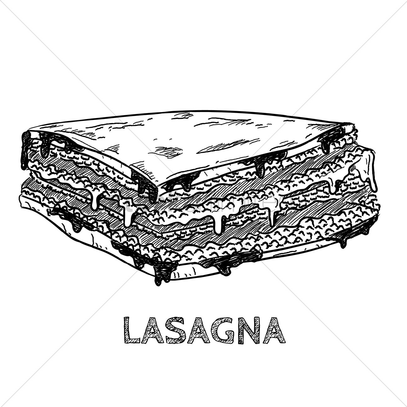 1300x1300 lasagna vector image - Lasagna Drawing