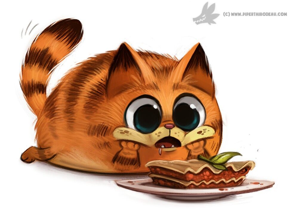 972x701 cryptid creations garfield's first lasagna geekin' cute - Lasagna Drawing