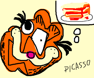 300x250 picasso style garfield wants lasagna drawing - Lasagna Drawing