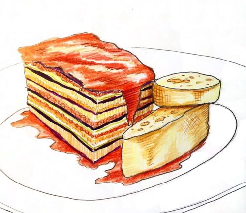 500x433 we eat with our eyes - Lasagna Drawing