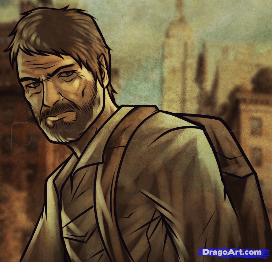 885x854 How To Draw Joel From The Last Of Us, Step - Last Of Us Drawing