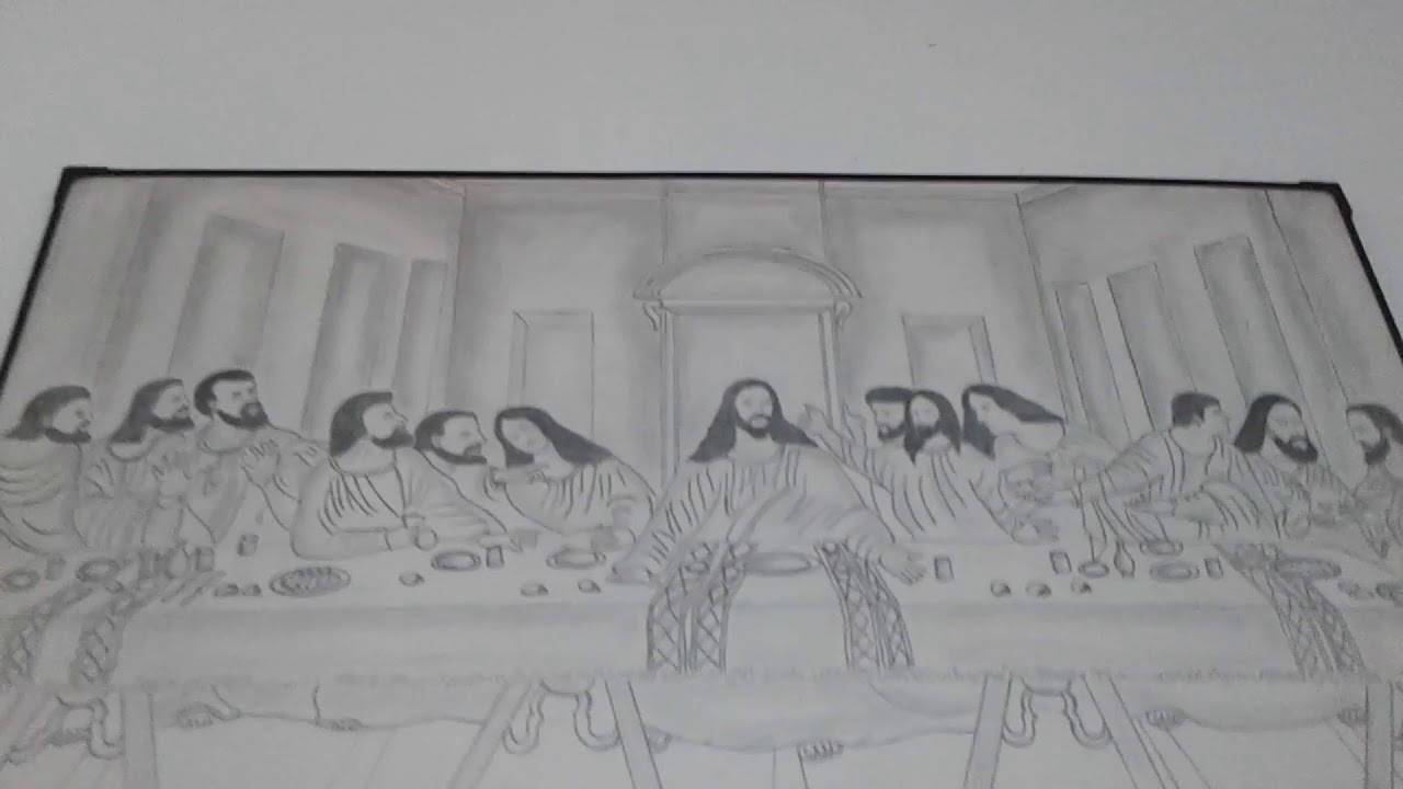 1280x720 last supper pencil drawing - Last Supper Pencil Drawing