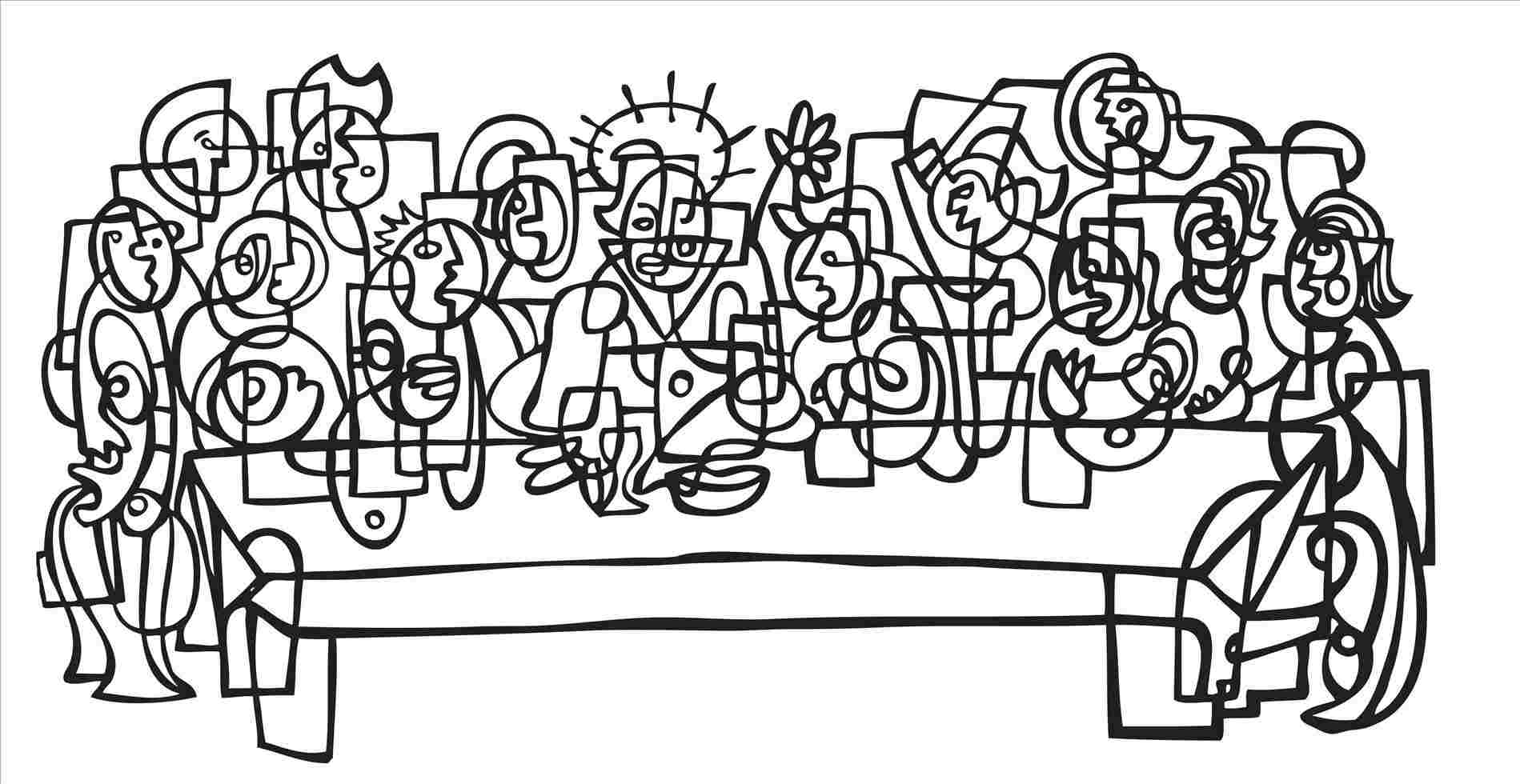 1899x980 pencil sketch of last supper - Last Supper Pencil Drawing
