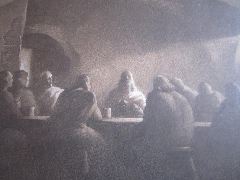 794x596 the last supper black and white charcoal pencil drawing etsy - Last Supper Pencil Drawing