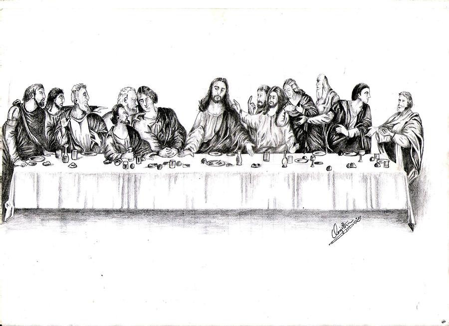 900x654 the last supper drawing - Last Supper Pencil Drawing