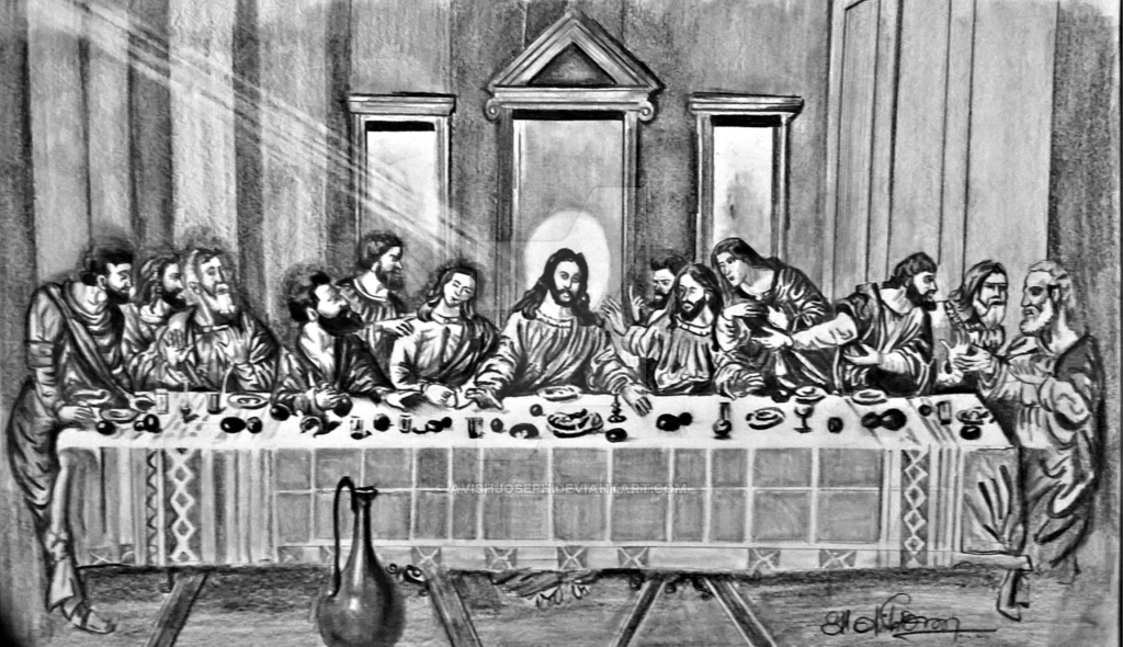1024x590 the last supper - Last Supper Pencil Drawing