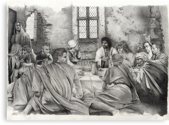 550x409 the upper room canvas prints - Last Supper Pencil Drawing