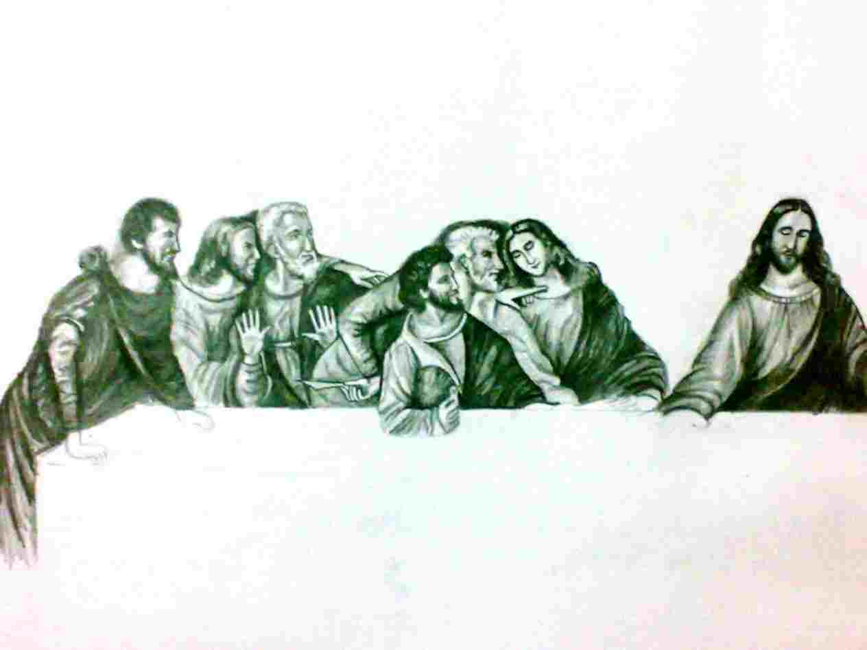 1264x948 at getdrawings rhdrawingslycom pencil pencil sketch of last supper - Last Supper Pencil Drawing