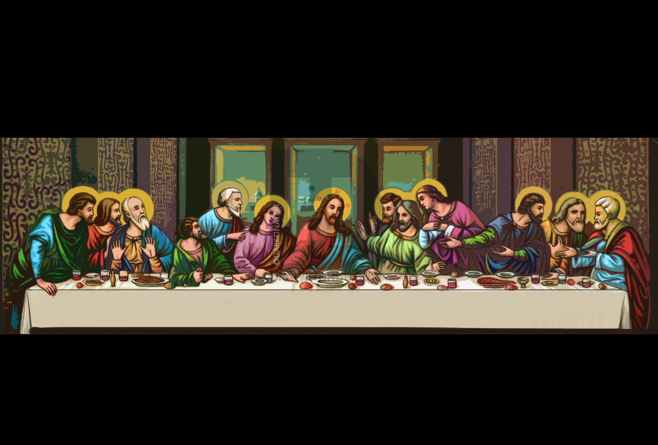 1300x879 how to draw the last supper, step - Last Supper Pencil Drawing