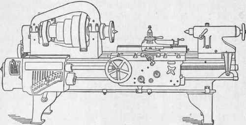 500x256 Line Drawing, Inch Swing Engine Lathe Built - Lathe Drawing