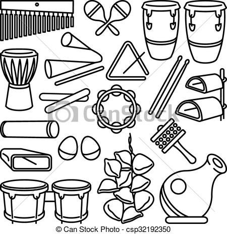 450x464 vector drawing of a set of latin music percussion instruments - Latin Drawings
