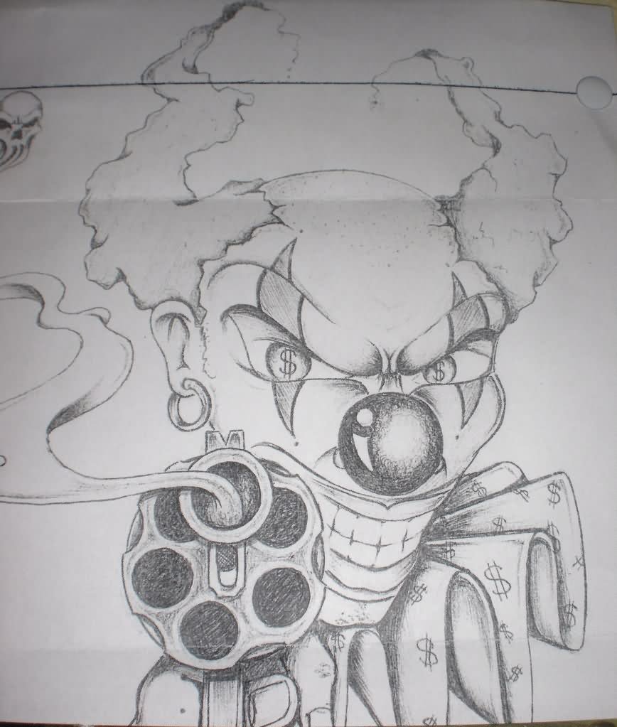 868x1023 amazing gangsta latino clown tattoo set - Latino Drawings