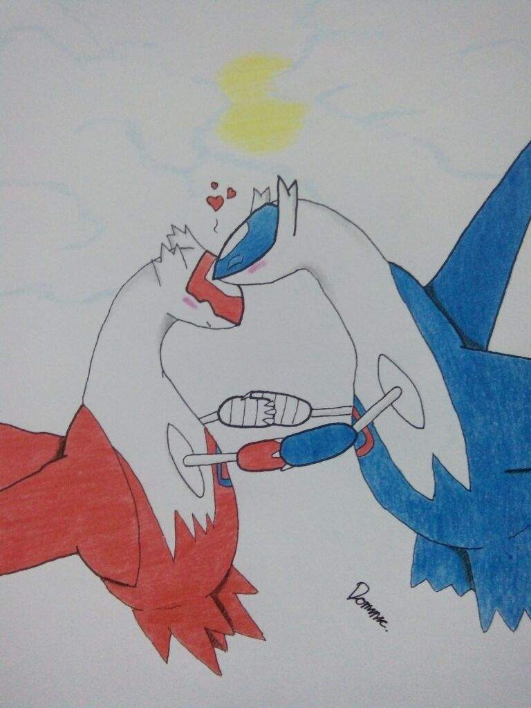 768x1024 Myart The Love Is In The Air - Latios And Latias Drawing