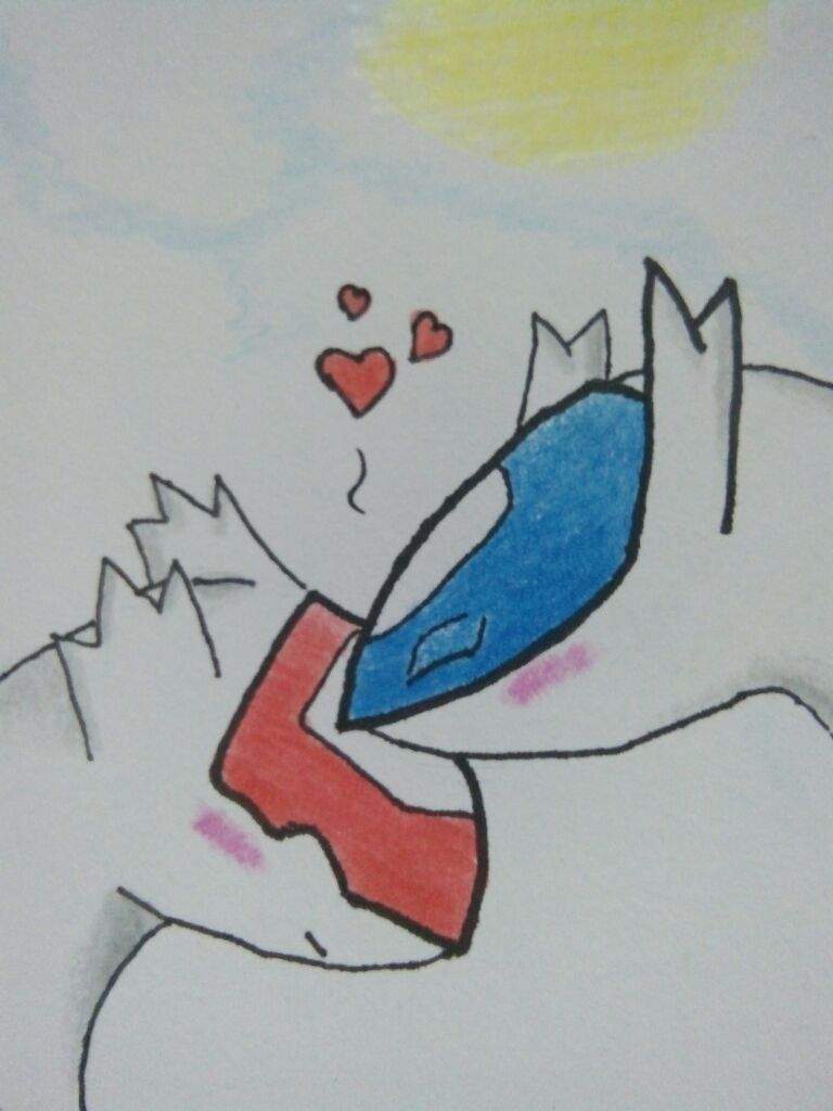 768x1024 The Love Is In The Air - Latios And Latias Drawing