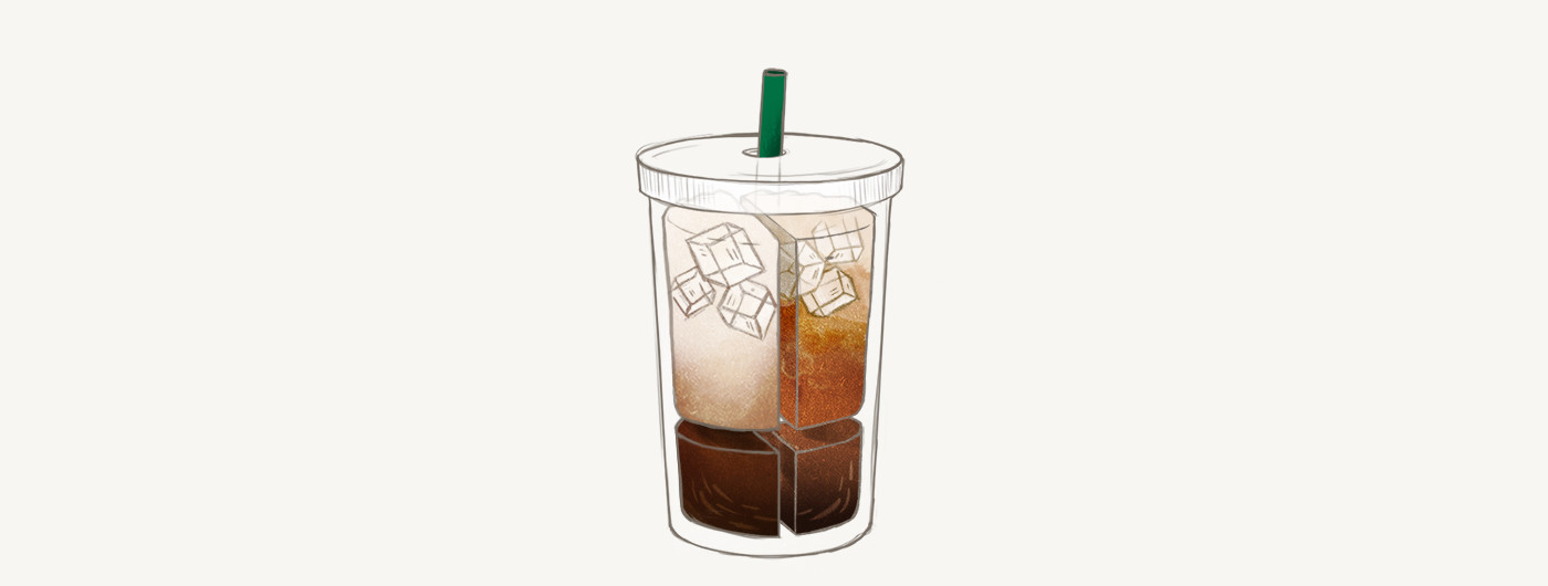 1400x530 Starbucks Puerto Rico Iced Latte Vs Iced Americano - Latte Drawing