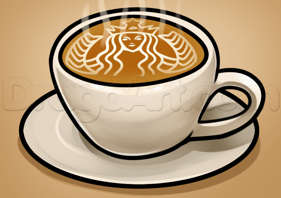 905x638 How To Draw A Latte, Step - Latte Drawing