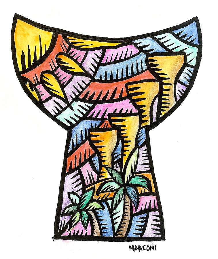 757x900 Latte Stones Guam Painting - Latte Stone Drawing