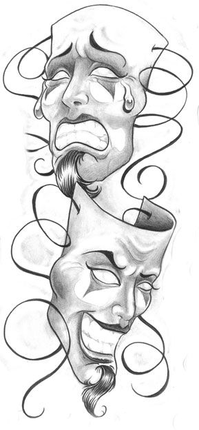 289x624 Laugh Now Cry Later Clown Masks Tattoo Design Smile Now Cry - Laugh Now Cry Later Drawings