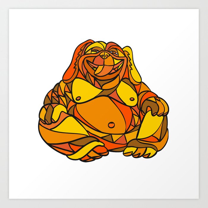 700x700 laughing buddha dog mosaic color art print - Laughing Buddha Drawing