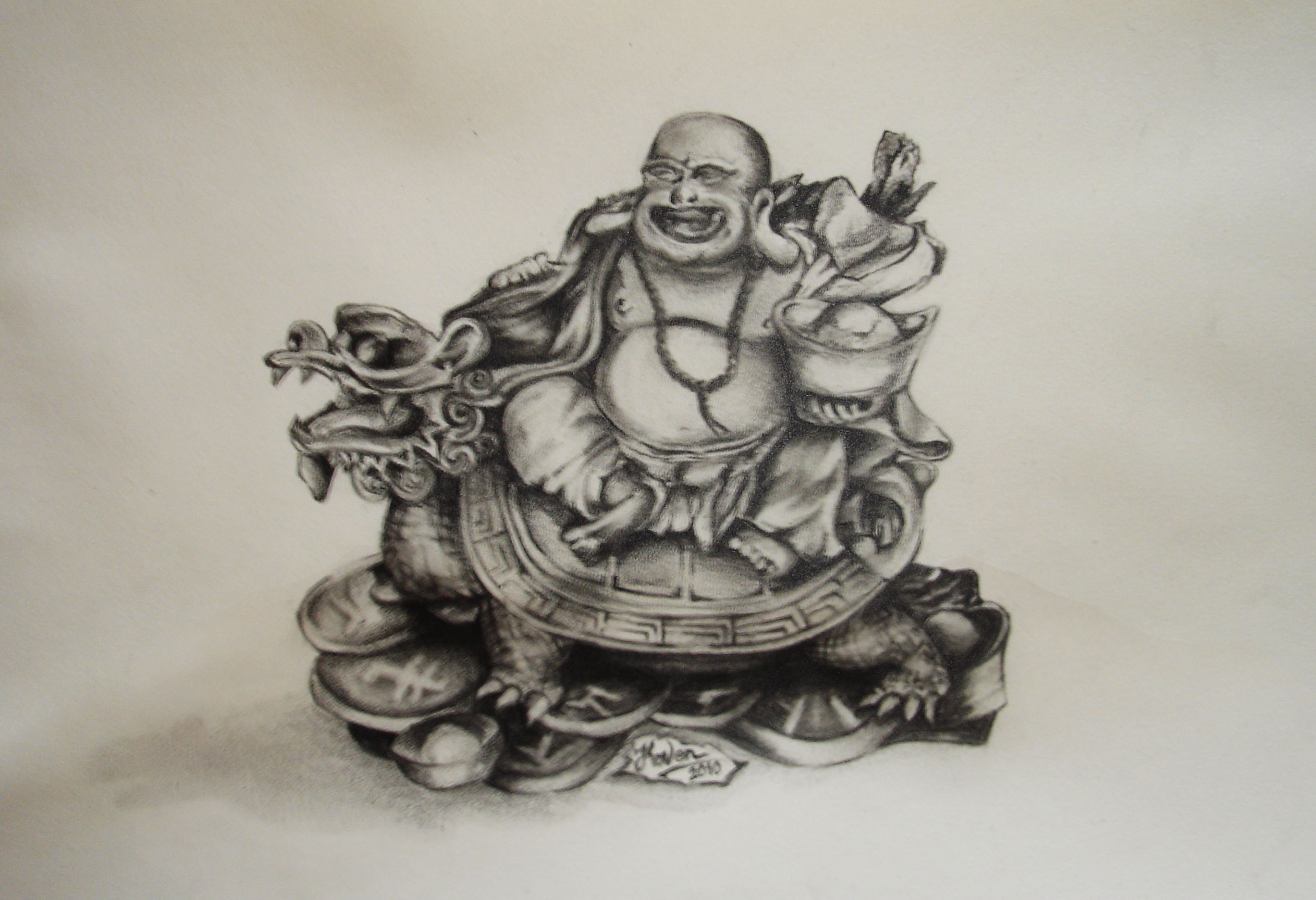 Laughing Buddha Drawing at PaintingValley.com | Explore collection of