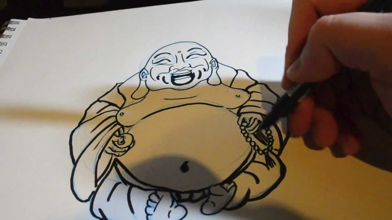 1280x720 Drawing Buddha - Laughing Buddha Drawing