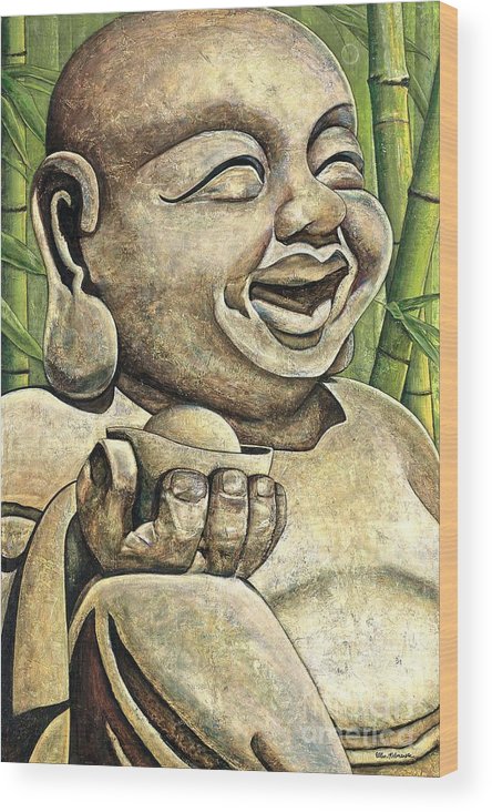 444x732 in joy laughing buddha wood print - Laughing Buddha Drawing