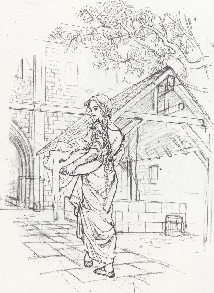 730x1000 art of woman doing laundry - Laundry Drawings