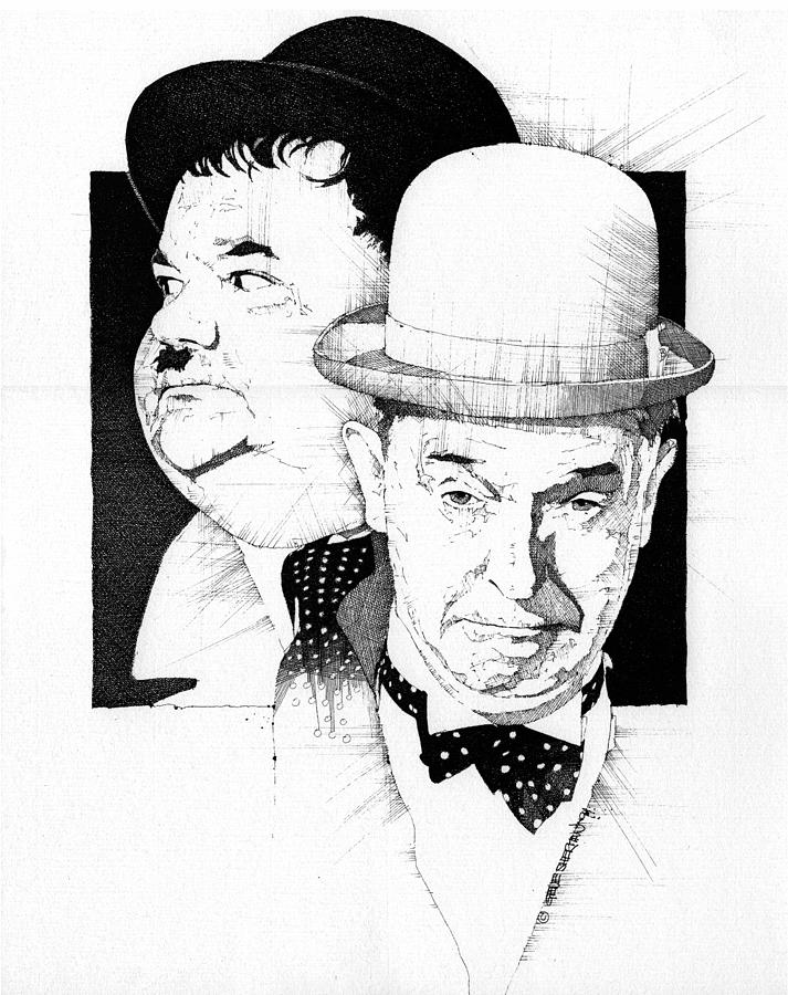 713x900 laurel and hardy pen and ink drawing - Laurel And Hardy Drawing