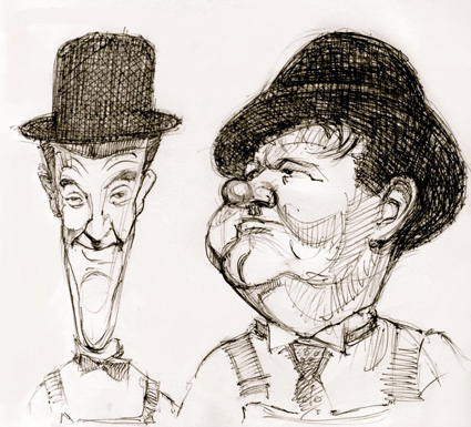425x385 Step - Laurel And Hardy Drawing